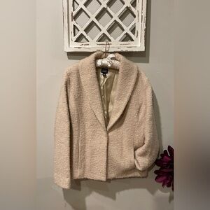 Eileen Fisher Boucle Lined Wool Jacket / Blazer In Cream/Ivory Size M